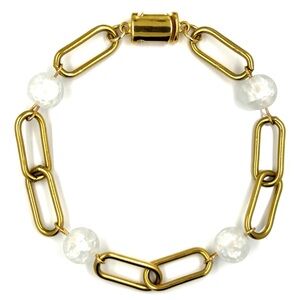 Elegant White and Gold Beaded Bracelet